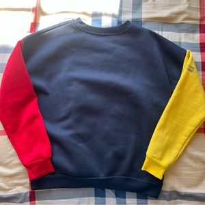 Red and yellow Color block crewneck sweater